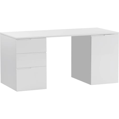 6906 Desk w/ 3 Drawers & 1 Door in Glass White